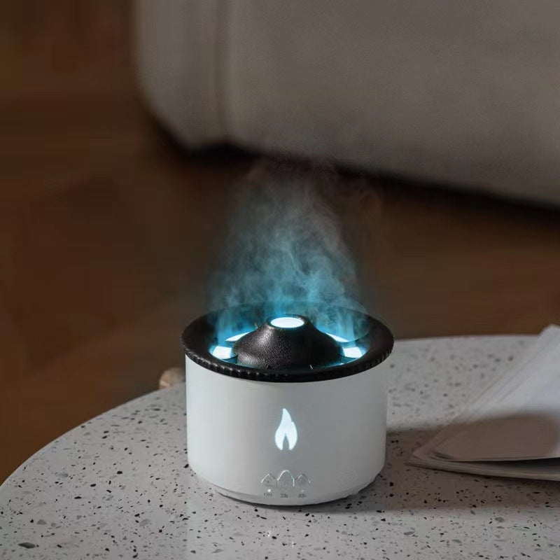 New Creative Ultrasonic Essential Oil Humidifier Volcano Aromatherapy Machine Spray Jellyfish Air Flame Humidifier Diffuser KHAN SHOP LLC Decoration Blue-flame-bead-US