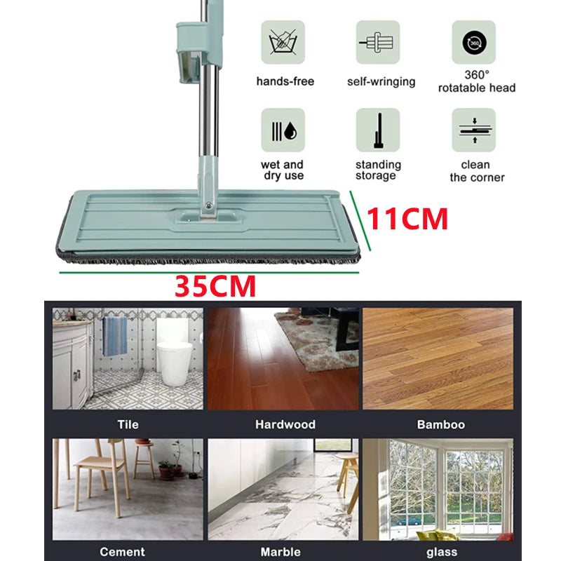 Newest Microfiber Flat Mop Hand Free Squeeze Cleaning Floor Mop KHAN SHOP LLC house power washer