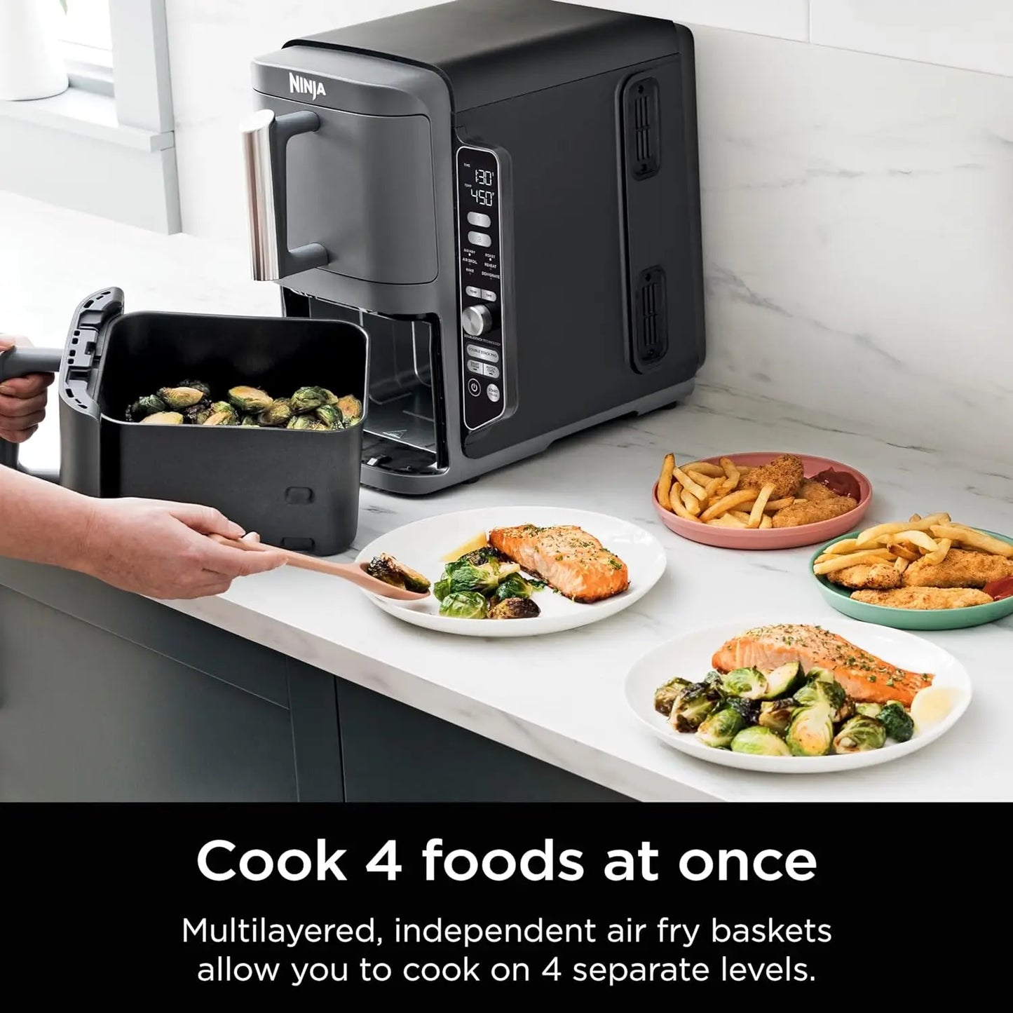 Ninja SL401 DoubleStack XL 2-Basket Air Fryer, DoubleStack Technology KHAN SHOP LLC ninja air fryer