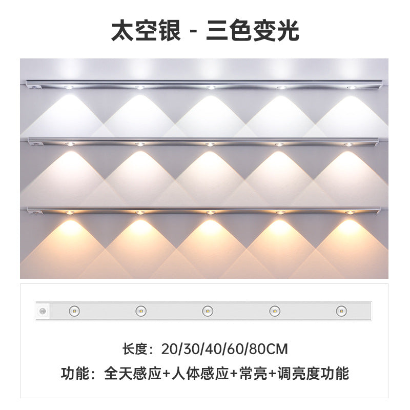 Smart Led Human Body Induction Lamp Ultra-thin Cat&amp;#039;s Eye Hill Lamp Strip Rechargeable Self-adhesive Wardrobe Wine Cabinet Cabinet Lamp Belt