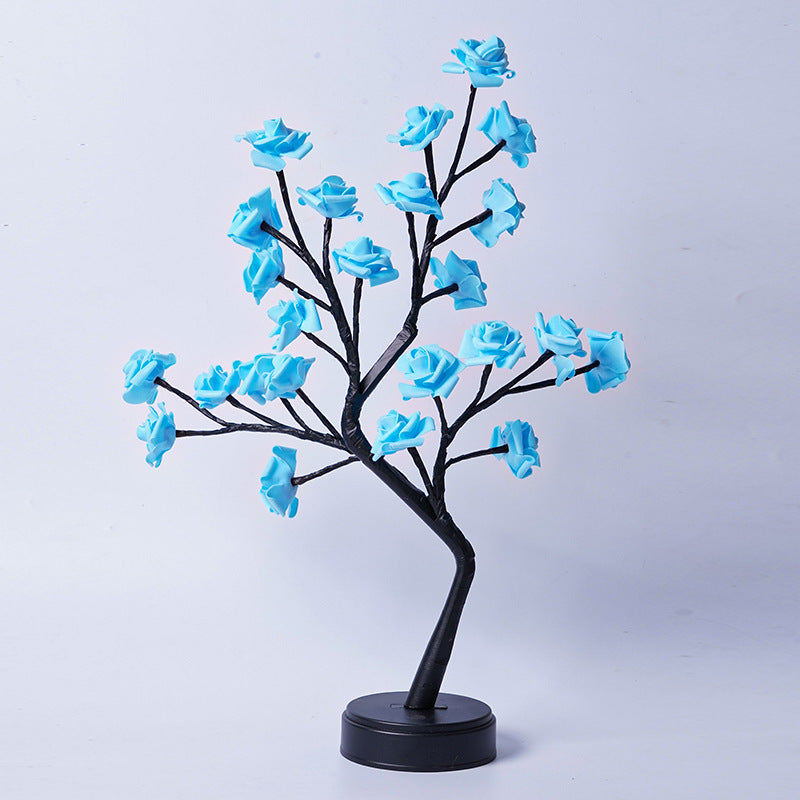 Table Lamp Flower Tree Rose Lamps  Table Lamps Blue-Rose-Usb-Plug-In The Khan Shop