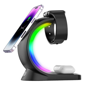 4 In 1 Magnetic Wireless Charger Fast Charging For Smart Phone Atmosphere Light The Khan Shop