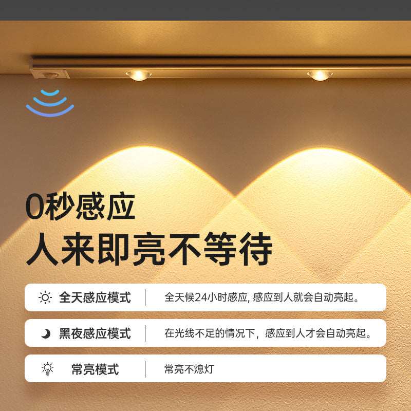 Smart Led Human Body Induction Lamp Ultra-thin Cat&amp;#039;s Eye Hill Lamp Strip Rechargeable Self-adhesive Wardrobe Wine Cabinet Cabinet Lamp Belt