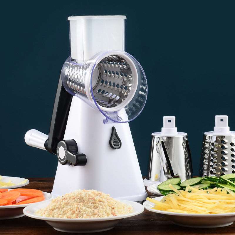 Hand Rock Vegetable Cutter, Fruit And Vegetable Grater, Potato Slicing And Peeling Machine, Kitchen Multi-function Shredded Vegetable Cutter - White- KHAN SHOP LLC 1