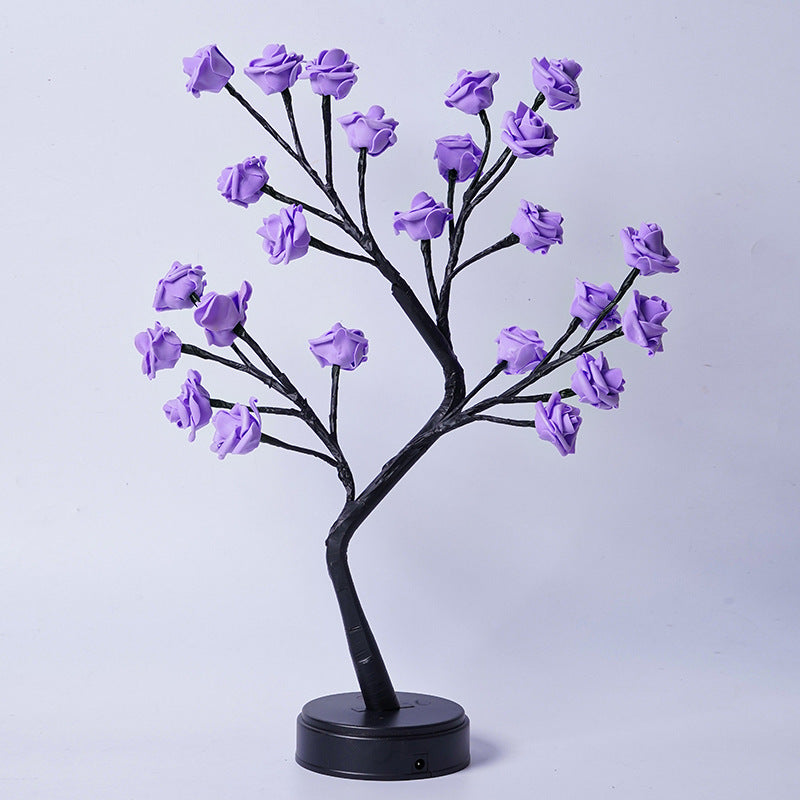 Table Lamp Flower Tree Rose Lamps  Table Lamps Purple-Rose-Usb-Plug-In The Khan Shop