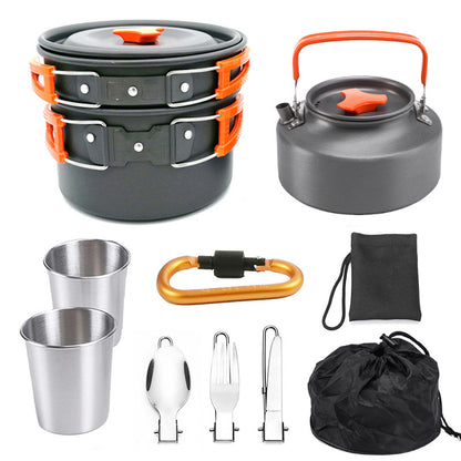 Outdoor Portable Cookware Mess Kit Camping Hiking Picnic KHAN SHOP LLC made in cookware Orange