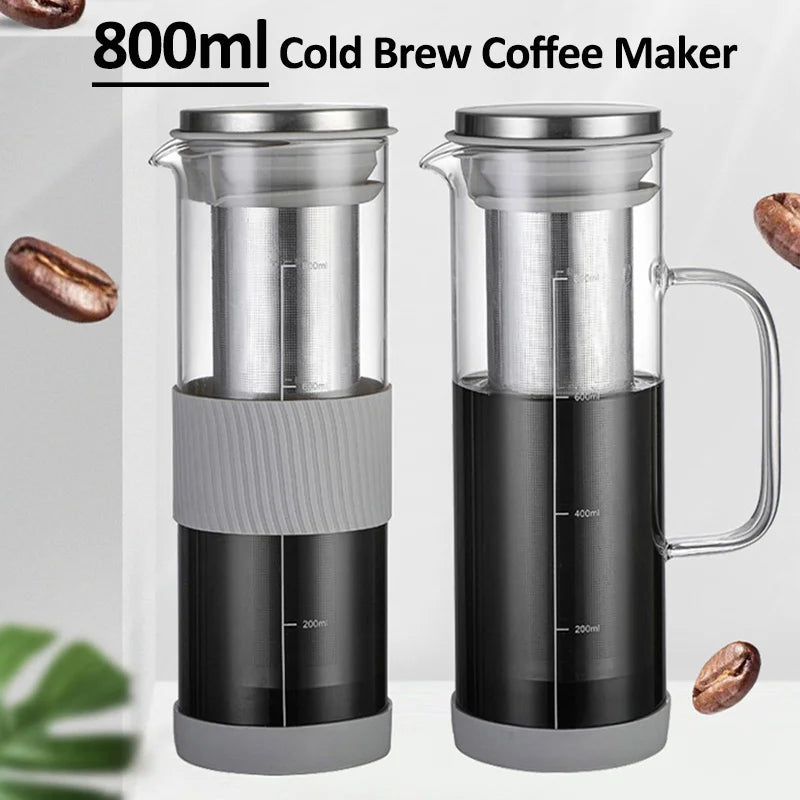 Portable Airtight Cold Brew Iced Coffee Maker Large Capacity Glass 800ml Cold Brew Coffee KHAN SHOP LLC brew station