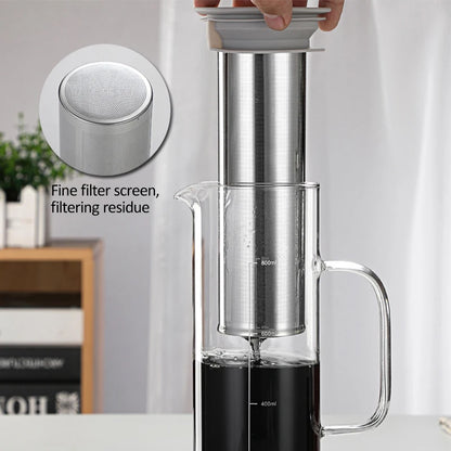 Portable Airtight Cold Brew Iced Coffee Maker Large Capacity Glass 800ml Cold Brew Coffee KHAN SHOP LLC brew station