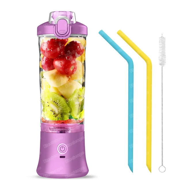 Portable Electric Juicer Fruit Mixers 600ML Blender with 4000mAh USB Rechargeable  Juicer & Blender Purple-CHINA The Khan Shop
