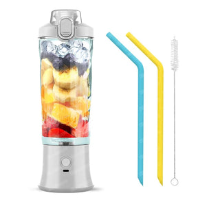 Portable Electric Juicer Fruit Mixers 600ML Blender with 4000mAh USB Rechargeable  Juicer & Blender White-Blue-CHINA The Khan Shop
