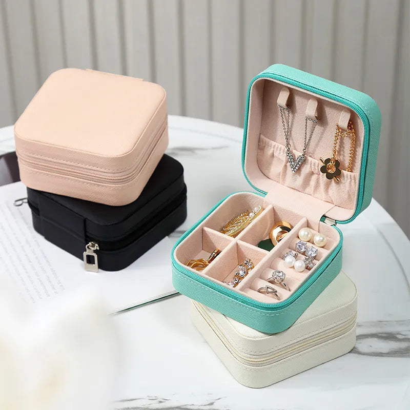 Portable Mini Jewelry Storage Box Travel Organizer Jewelry Case Leather Storage  Portable Storage  The Khan Shop