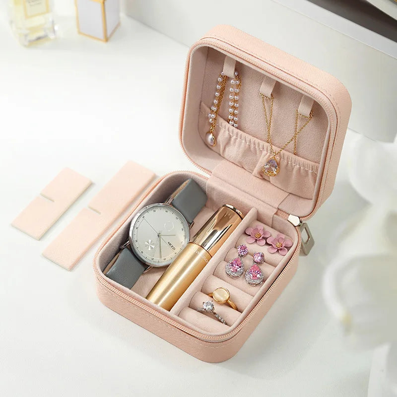 Portable Mini Jewelry Storage Box Travel Organizer Jewelry Case Leather Storage  Portable Storage  The Khan Shop