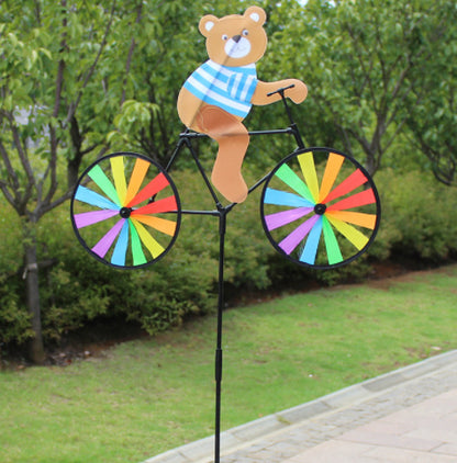 Puppy Animal On Bike Diy Windmill Animal Bicycle Wind Spinner Whirligig Garden Lawn Decorative Gadgets Kids Outdoor Toys KHAN SHOP LLC garden Little-Bear