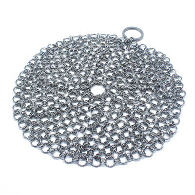 Silver Stainless Steel Cast Iron Cleaner Chainmail Scrubber Home Cookware KHAN SHOP LLC made in cookware Round-6inch