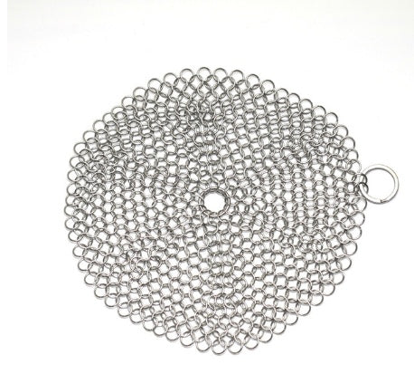 Silver Stainless Steel Cast Iron Cleaner Chainmail Scrubber Home Cookware KHAN SHOP LLC made in cookware