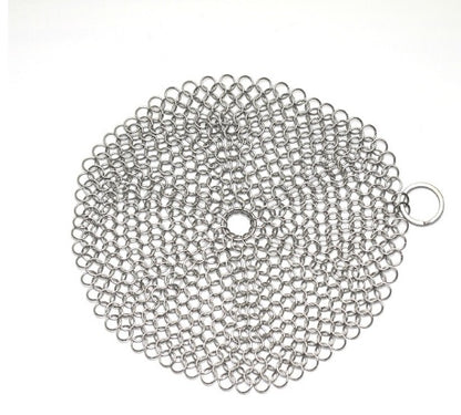 Silver Stainless Steel Cast Iron Cleaner Chainmail Scrubber Home Cookware KHAN SHOP LLC made in cookware