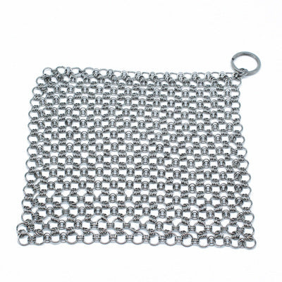 Silver Stainless Steel Cast Iron Cleaner Chainmail Scrubber Home Cookware KHAN SHOP LLC made in cookware Square-7inch