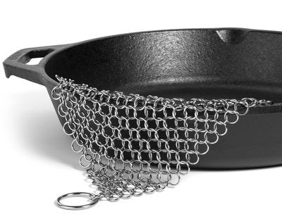 Silver Stainless Steel Cast Iron Cleaner Chainmail Scrubber Home Cookware KHAN SHOP LLC made in cookware