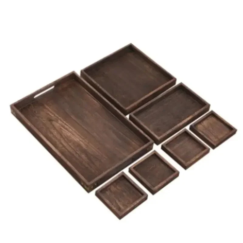 Solid Wood Tray for Brewing Tea In A Furnace Wooden Nested Tray Set Seven Piece KHAN SHOP LLC brew station