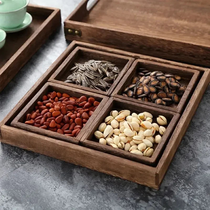 Solid Wood Tray for Brewing Tea In A Furnace Wooden Nested Tray Set Seven Piece KHAN SHOP LLC brew station