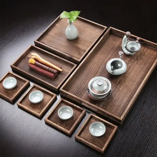 Solid Wood Tray for Brewing Tea In A Furnace Wooden Nested Tray Set Seven Piece KHAN SHOP LLC brew station