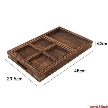 Solid Wood Tray for Brewing Tea In A Furnace Wooden Nested Tray Set Seven Piece KHAN SHOP LLC brew station