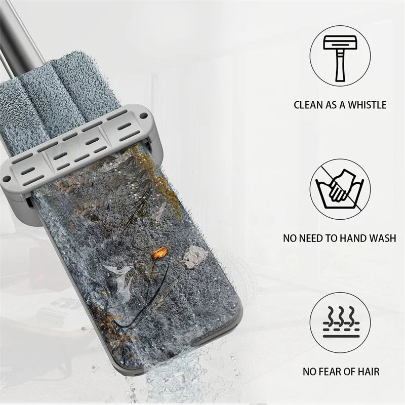 Squeeze Mop Hand-Free Wash Lazy 360° Mops with Reusable Microfiber Pads KHAN SHOP LLC house power washer