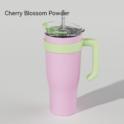 Stainless Steel Large Capacity Vacuum Insulated Straw Cup 84add4 Vacuum Insulated Straw Cup Three-Generations-Pink-1200ml