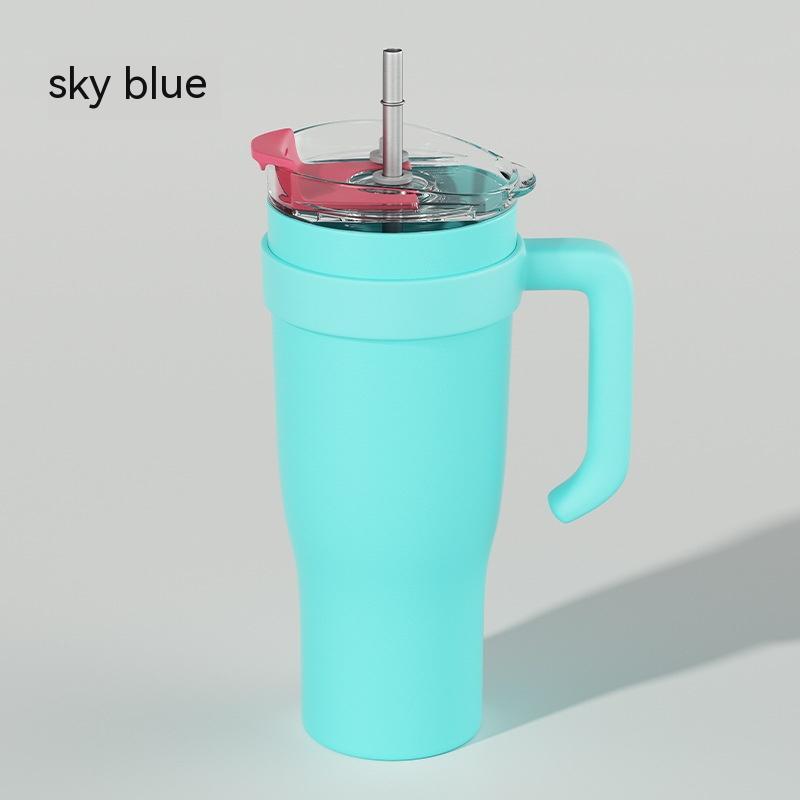 Stainless Steel Large Capacity Vacuum Insulated Straw Cup 84add4 Vacuum Insulated Straw Cup Three-Generations-Sky-Blue-1200ml