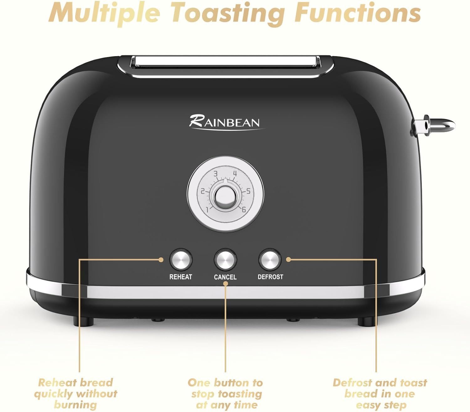 Toaster 2 Slice Retro Toaster Stainless Steel With 6 Bread Shade Settings KHAN SHOP LLC toaster