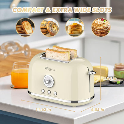 Toaster 2 Slice Retro Toaster Stainless Steel With 6 Bread Shade Settings KHAN SHOP LLC toaster