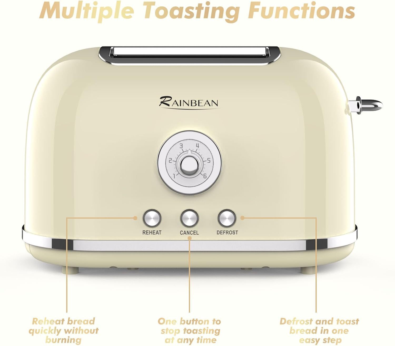 Toaster 2 Slice Retro Toaster Stainless Steel With 6 Bread Shade Settings KHAN SHOP LLC toaster