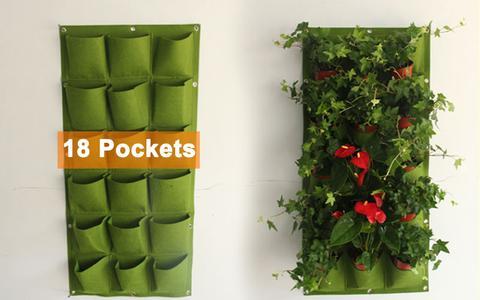 Wall Mount Hanging Planting Bags Home Supplies Multi Pockets DIY Grow Bag Planter Vertical Growing Vegetable Living Garden Bag KHAN SHOP LLC garden Green-Vertical-18pockets