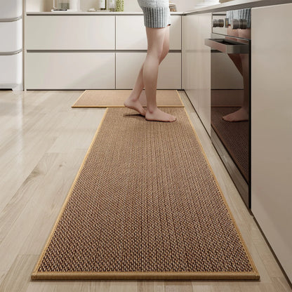 Washable Non-slip Kitchen Rug Faux Sisal Running Rug, Faux Woven KHAN SHOP LLC washable rugs