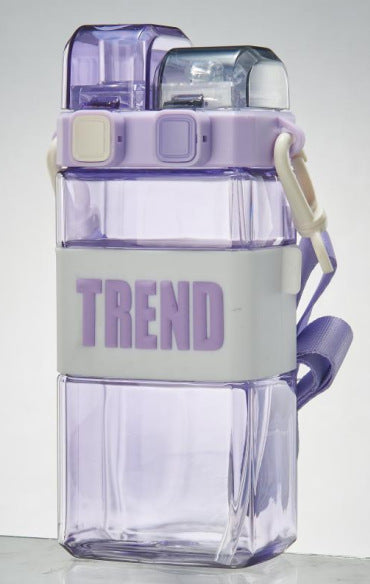 Water Bottle Cute Accompanying High Double Drinking Straw Plastic Cup KHAN SHOP LLC bottle Purple