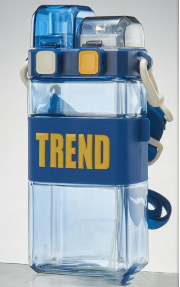 Water Bottle Cute Accompanying High Double Drinking Straw Plastic Cup KHAN SHOP LLC bottle Blue