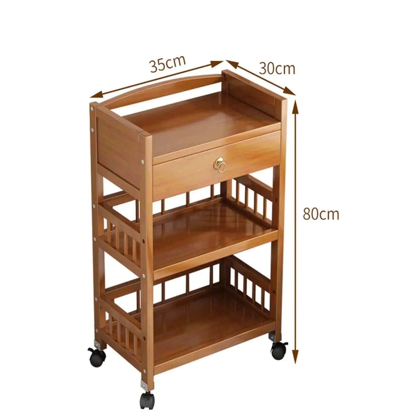 Wooden Movable Tea Table with Wheels Corner Cabinet Three Layers -  kitchen cabinets KHAN SHOP LLC 35cm-CN 51.80