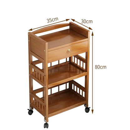 Wooden Movable Tea Table with Wheels Corner Cabinet Three Layers -  kitchen cabinets KHAN SHOP LLC 35cm-CN 51.80