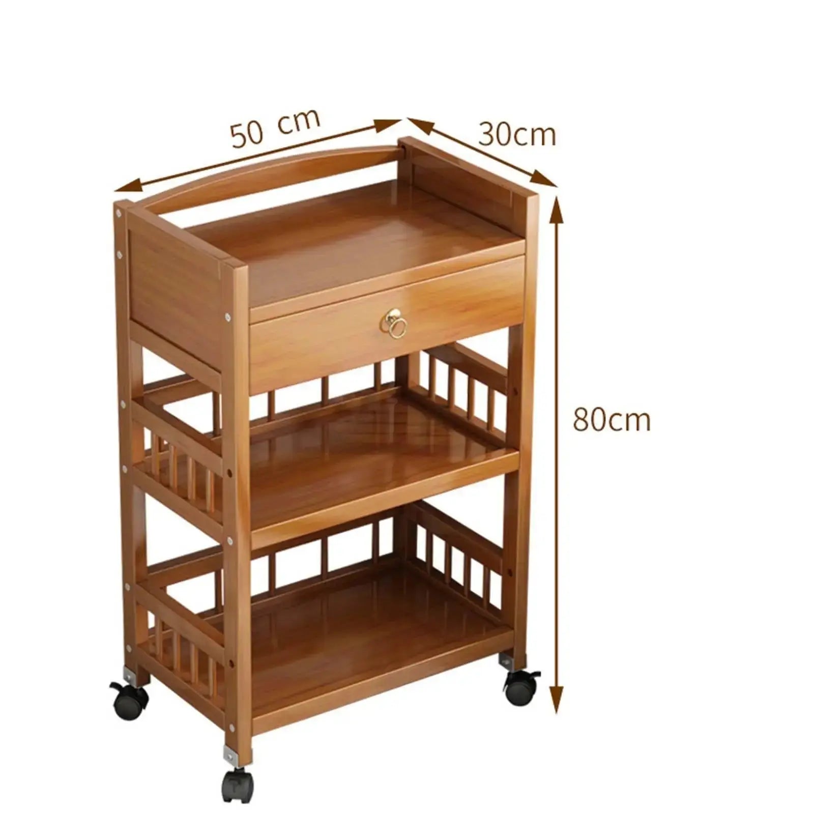 Wooden Movable Tea Table with Wheels Corner Cabinet Three Layers -  kitchen cabinets KHAN SHOP LLC 50cm-CN 57.89