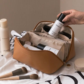 Travel Cosmetic Bag Large Capacity  Cosmetics Organizer Brown The Khan Shop