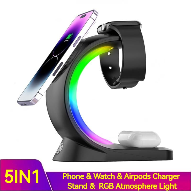 4 In 1 Magnetic Wireless Charger Fast Charging For Smart Phone Atmosphere Light The Khan Shop