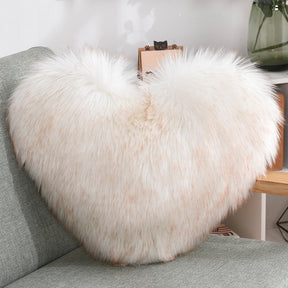 Throw Pillows Heart Shape Long Plush Fluffy Shaggy Cushion  Throw Pillows White-yellow-Pillow-core-and-pillowcase The Khan Shop