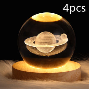 LED Night Light Galaxy Crystal Ball Table Lamp 3D Planet Moon Lamp The Khan Shop