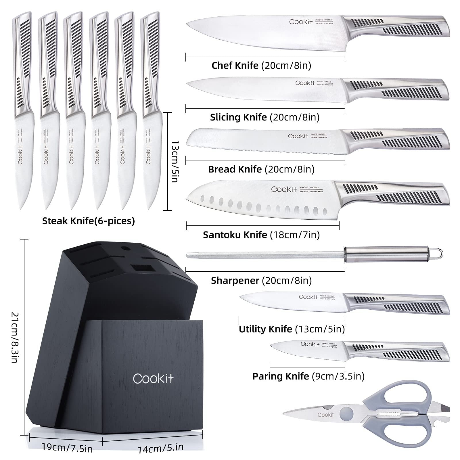 Kitchen Knife Set, 15 Piece Knife Sets with Block  Kitchen Tools and Gadgets  The Khan Shop