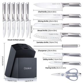 Kitchen Knife Set, 15 Piece Knife Sets with Block  Kitchen Tools and Gadgets  The Khan Shop