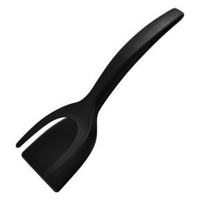 2 In 1 Grip And Flip Tongs Egg Spatula  Kitchen Tools and Gadgets Black The Khan Shop