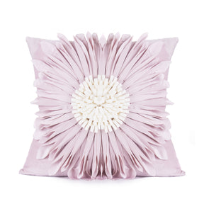 Fashion Modern Style White Throw Pillows Velvet Stitching 3D Chrysanthemum Cushion  Throw Pillows Pink-45x45cm The Khan Shop