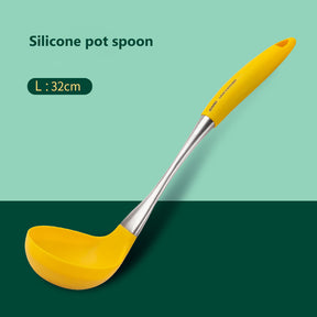 Stainless Steel Silicone Spatula Spoon Non-stick Cookware Set  CookWare Yellow-spoon The Khan Shop