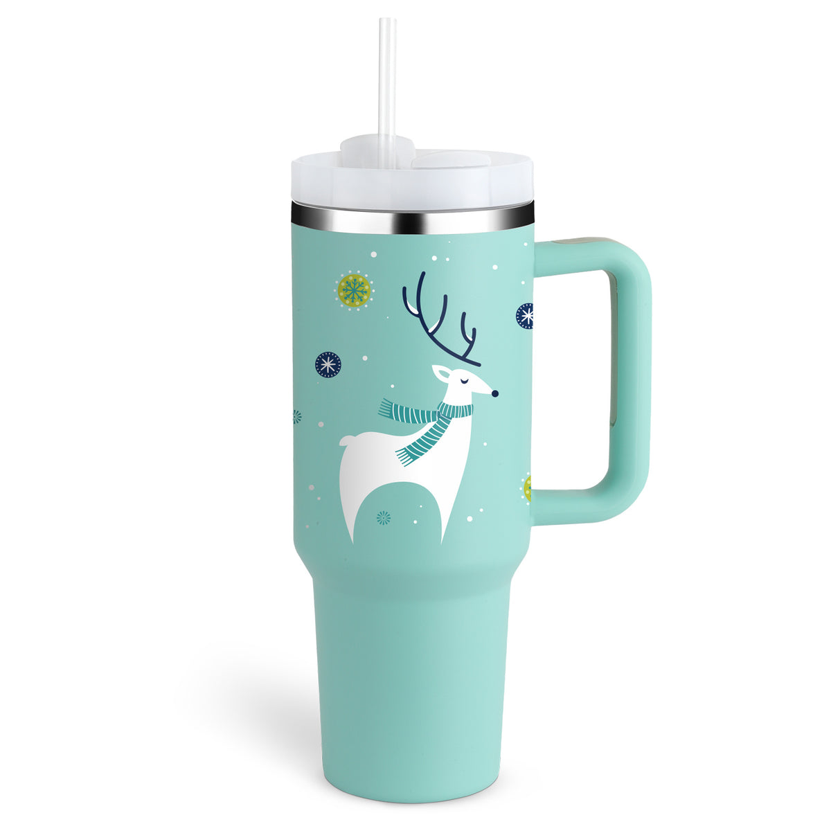 40 Oz Tumbler With Handle Straw Insulated, Stainless Steel  Sipper & Bottle Christmas-Green-1200ML-2PCS The Khan Shop