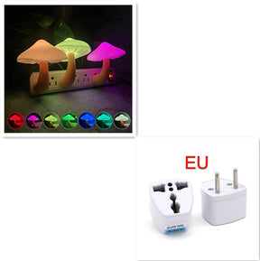 LED Night Light Mushroom Wall Socket Lamp  Wall Decoration Mushroom-EU-Colorful The Khan Shop